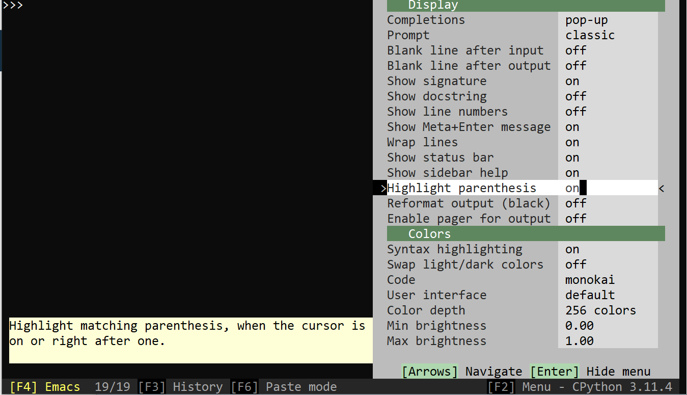 Accessing the Parenthesis in the Menua